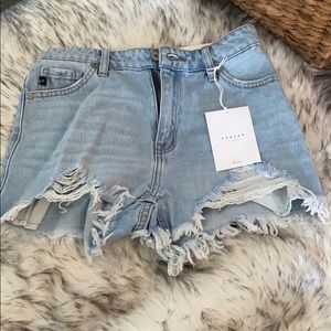 High waisted frayed shorts